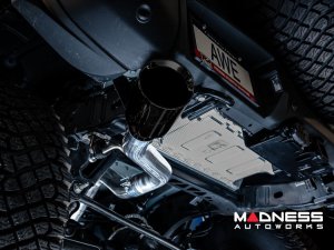 Ford Bronco Performance Exhaust System - Cat Back - Single Rear Exit - AWE - Black Tip w/ Bash Guard